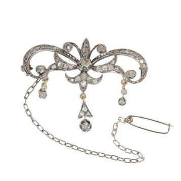 Broche - 18 karaat Geel goud - Diamant - Vintage antiek 1880