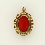 Pendentif - 14 carats Or jaune - Corail rouge