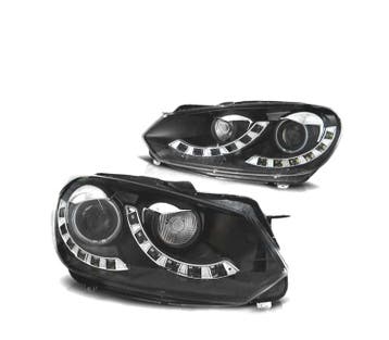 Phares Pour Volkswagen Vw Golf 6 08-12 Fond Noir Drl, Verzenden