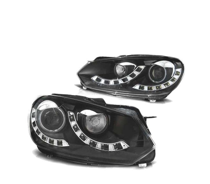 Phares Pour Volkswagen Vw Golf 6 08-12 Fond Noir Drl, Autos : Pièces & Accessoires, Éclairage, Envoi
