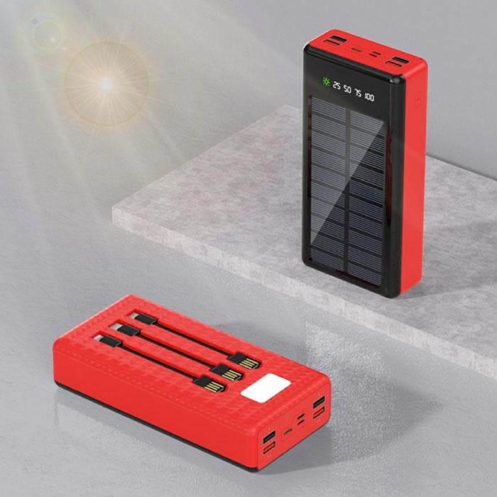 100.000mAh Solar Powerbank met 4 Poorten en 3 Types, Telecommunicatie, Powerbanks, Nieuw, Verzenden