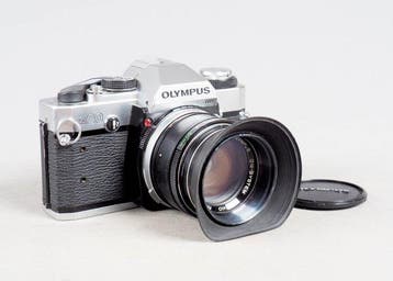 Olympus OM20 + winder + adapter- lenzen - Metz flitser +, Audio, Tv en Foto, Nieuw