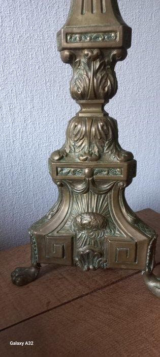 Kandelaar - Koper - Groot Kerkkandelaar - 88 cm - 2,8 kg, Antiek en Kunst