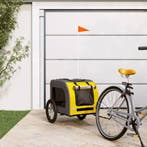 vidaXL Hondenfietstrailer oxford stof en ijzer geel en grijs, Verzenden