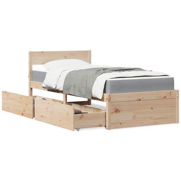 vidaXL Bed met lades en matras massief grenenhout 90x200 cm, Huis en Inrichting, Slaapkamer | Bedden, Verzenden, Nieuw
