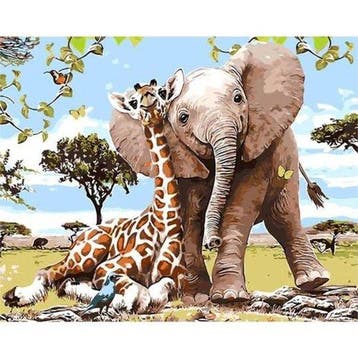2dekans | Schilderen op Nummer Set 40x50 cm – Olifant &, Ophalen of Verzenden, Nieuw