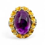 Zonder minimumprijs - Ring Zilver - Amethist, Nieuw