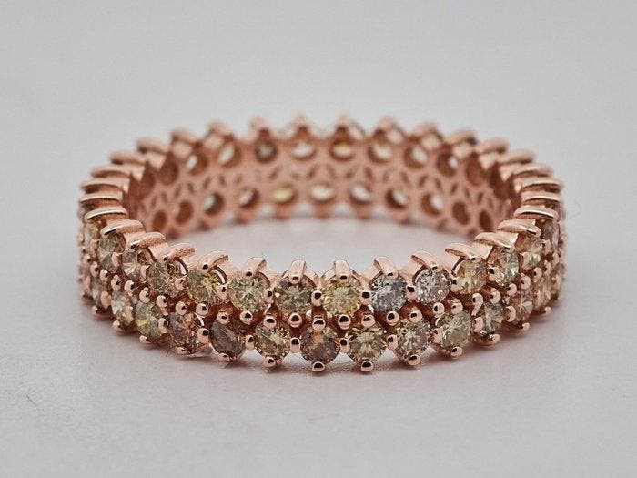 Zonder minimumprijs - Ring - 14 karaat Roségoud - 1.40ct., Bijoux, Sacs & Beauté, Bagues