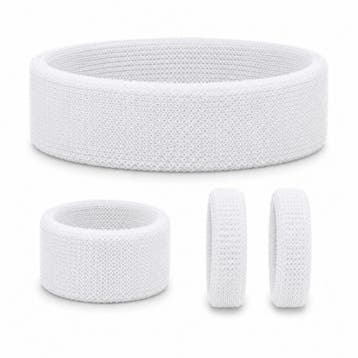 Haarband Sport 5cm - Zweetbandje - Haarelastiek - Wit - Set, Nieuw