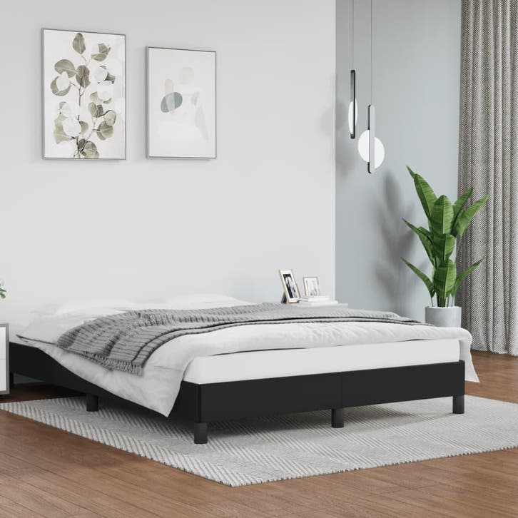 vidaXL Bedframe kunstleer zwart 140x200 cm, Huis en Inrichting, Slaapkamer | Bedden, Nieuw, Verzenden