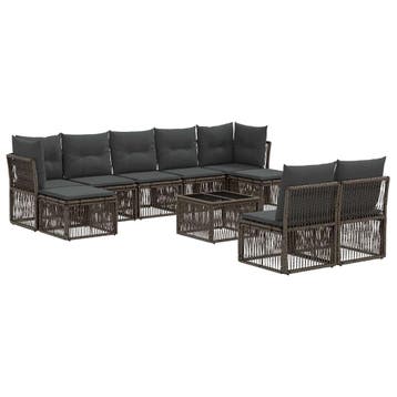 vidaXL Tuinbank Set 10 pcs Grijs poly rattan, Verzenden