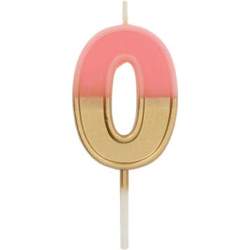 Kaars Retro Cijfer 0 Roze, Verzenden, Nieuw