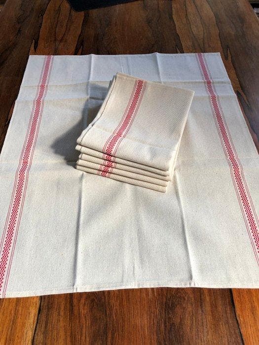 Servet (6) - 68 cm - 56 cm - nieuwe keukenhanddoeken, Antiek en Kunst, Antiek | Tapijten, Tafelkleden en Textiel