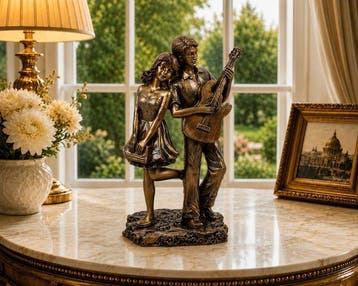 Decoratief ornament - Romantic Couple Guitarist Sculpture