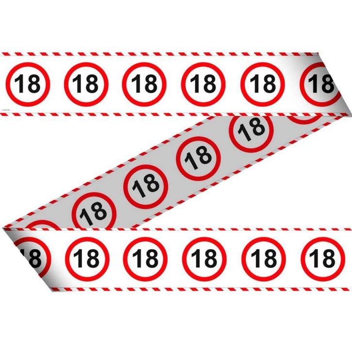 Afzetlint 18 Jaar Verkeersbord 15m, Hobby en Vrije tijd, Feestartikelen, Nieuw, Verzenden