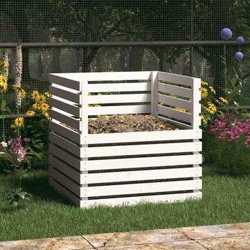 vidaXL Compostbak 80x80x78 cm massief grenenhout wit, Verzenden, Nieuw