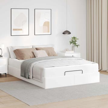 vidaXL Bedframe met matras Anders 2 st Wit PVC, Verzenden