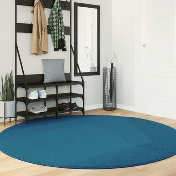 vidaXL Vloerkleed OVIEDO laagpolig Ø 200 cm turquoise, Verzenden