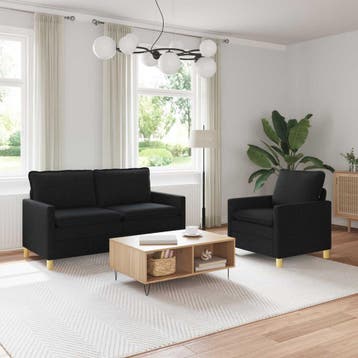 vidaXL bank / zetelstel 2 st Zwart Stof, Huis en Inrichting, Verzenden, Nieuw
