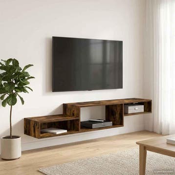 vidaXL Wand gemonteerd TV Kast Muurmontage Gerookt eiken, Huis en Inrichting, Kasten | Wandmeubels, Verzenden, Nieuw