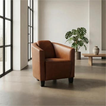 Leren fauteuil Press - Massif Armagnac (donkercognac) -, Nieuw, Ophalen of Verzenden, Eigentijds, Klassiek, Retro, Romantisch, Vintage