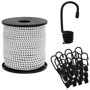 vidaXL Bungee Koorden met Haken 6 mm Zwart en Wit PP en, Verzenden