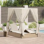 vidaXL Dubbele ligstoel Beige 205 x 129 x 200 cm poly rattan, Verzenden, Nieuw
