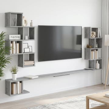 vidaXL Wandgemonteerd TV Rek Grijs Sonoma 200 x 15 x 94 cm, Huis en Inrichting, Verzenden, Nieuw