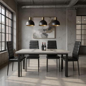 Eetkamerstoelen - Set van 4 - PVC-leer - Zwart - HOUSEINBOX, Verzenden, Nieuw