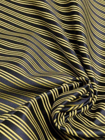 Gold & Blue Stripes – Manifattura Cazzaniga - Meubelstof -, Antiek en Kunst