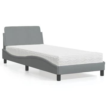 vidaXL Bed met matras Dover stof lichtgrijs 80x200 cm, Verzenden, Nieuw