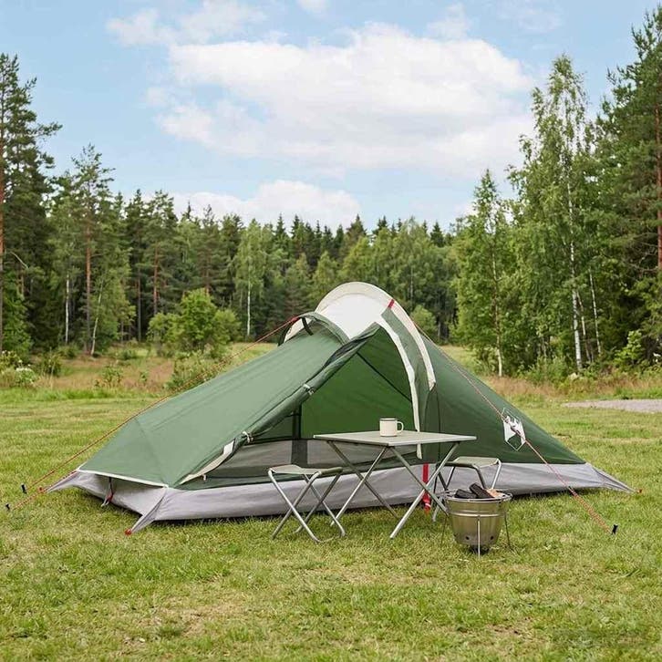 vidaXL Backpacking Tent Groen 4-persoons 185T Polyester met, Caravanes & Camping, Tentes, Envoi