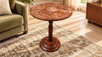 Exquisite Hand-Carved Wooden Pedestal Table – A Celebration