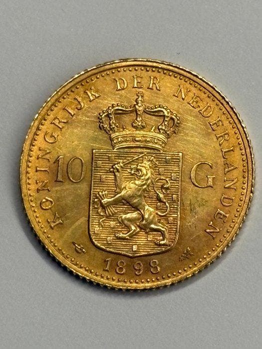 Nederland. Wilhelmina. 10 Gulden 1898 Kroningstientje, Timbres & Monnaies, Monnaies | Pays-Bas