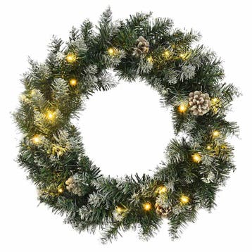 vidaXL Kerstkrans met LED-lampjes 60 cm PVC groen, Verzenden