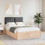 vidaXL Bedframe met Gevoerde Hoofdbord Donkergrijs 120 x 190, Verzenden, Nieuw