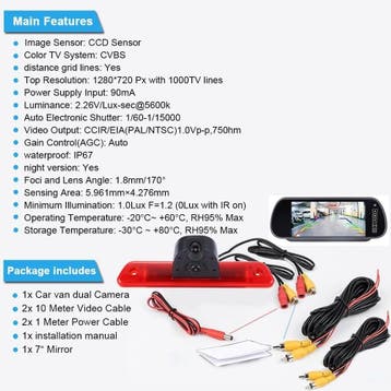 Achteruitrijcamera Fiat Scudo/Jumpy/Expert/ProAce - 7 Mo..., Auto diversen, Verzenden, Zo goed als nieuw