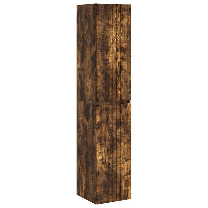 vidaXL Wandgemonteerde Badkamerkast Gerookt eiken 33 x 34,5, Maison & Meubles, Tables | Coiffeuses, Envoi
