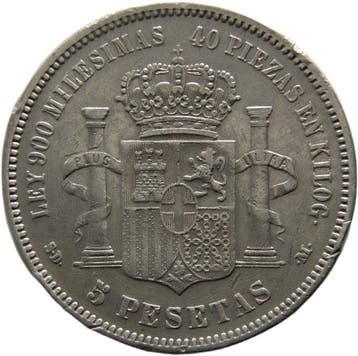 Espagne. Amédée Ier. 5 Pesetas Acuñadas en Madrid 1871 *71*