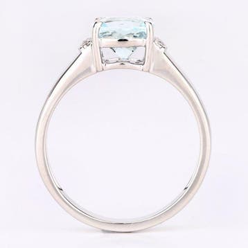 Ring - 14 karaat Witgoud - 1.41ct. tw. Aquamarijn - Diamant, Handtassen en Accessoires, Nieuw