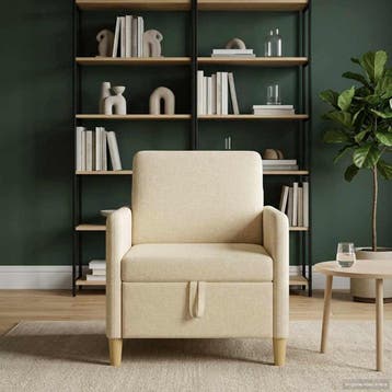 vidaXL Sofa met Opbergruimte Crèmekleurig 72 x 78 x 87 cm, Huis en Inrichting, Verzenden, Nieuw