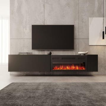 TM TV-Meubel met elektrische sfeerhaard Hearth & Home  zwart, Verzenden, Nieuw