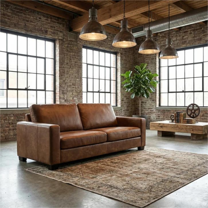 Leren bank Energy - 3 zits - Kenia Brown (bruin) - Poten, Antiek en Kunst, Antiek | Meubels | Stoelen en Sofa's, Ophalen of Verzenden