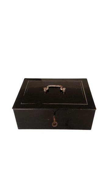 Antique Black Cash Box - Coffre-fort - Métal - Design