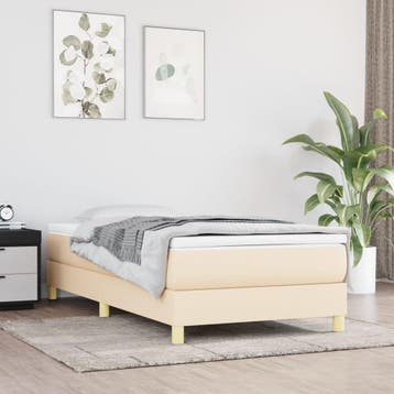 vidaXL Boxspring bed 100x200 cm stof crèmekleurig, Verzenden