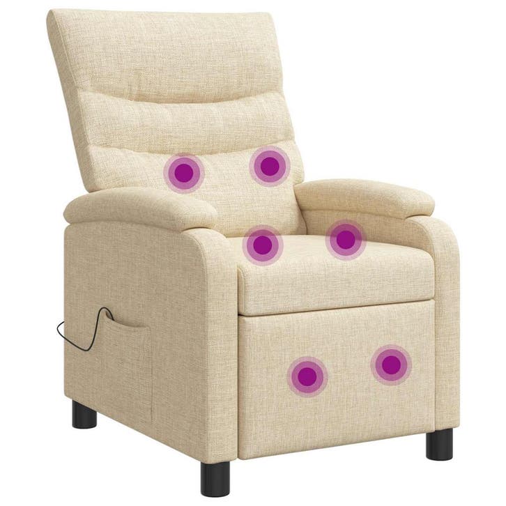 vidaXL Massage Relaxstoel Crèmekleurig Stof, Huis en Inrichting, Fauteuils, Nieuw, Verzenden