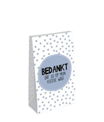 8x Blokzak maat L Bedankt dat jij op mijn feestje was! Blauw, Verzenden, Cadeauzakje