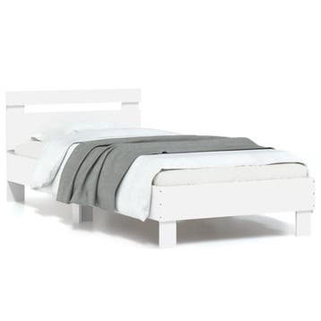 vidaXL Bedframe met hoofdbord en LED-verlichting wit 90x200, Verzenden, Nieuw