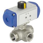 G1 3-Way T-port Pneumatic Ball Valve Stainless Steel, Bricolage & Construction, Verzenden