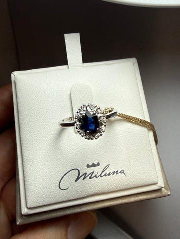 Miluna - Ring - 18 karaat Witgoud - 0.60ct. tw. Saffier -, Nieuw